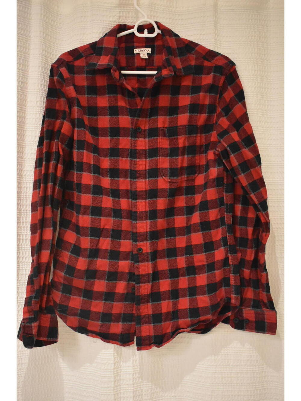 Merona Red and Black Plaid Flannel Shirt Medium